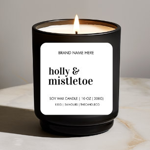 Minimalistische Holly & Mistletoe kaars   Christma Vierkante Sticker