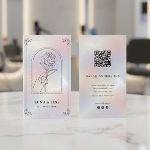 Minimalistische holografische bloemencode QR-code Visitekaartje
