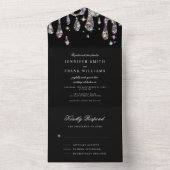 Minimalistische holografische glitterschijven - zw all in one uitnodiging (Binnen)