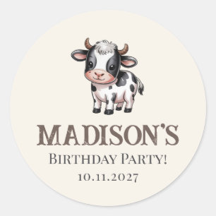 Minimalistische Holy Cow Verjaardagsfeest Dank Je Ronde Sticker