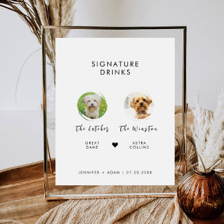 Minimalistische Hond Handtekening Hond Treat Bruil Reclamebord Met Voetstuk