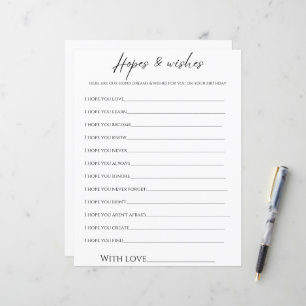 Minimalistische hoop & wensen verjaardagsspelkaart