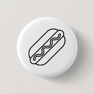 Minimalistische Hot Dog Button. Grappige Line Art Ronde Button 3,2 Cm