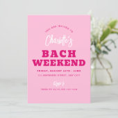Minimalistische Hot Pink Bachelorette Weekendroute Kaart (Staand voorkant)