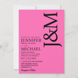 Minimalistische Hot Pink Magenta QR Code Trouwkaar Kaart