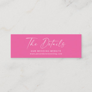 Minimalistische Hot Pink Script Website Enclosure  Mini Visitekaartje