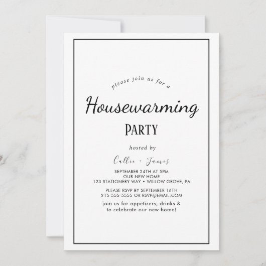 Minimalistische Housewarming Party Uitnodiging (Voorkant)
