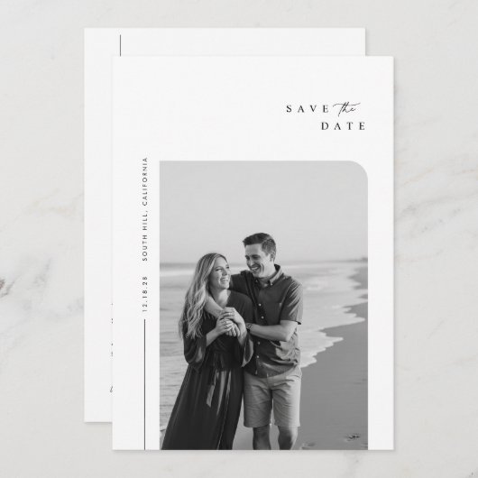 Minimalistische Huidige Trouwfoto Save The Date (Voorkant / Achterkant)