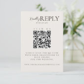 Minimalistische Huwelijk QR Code Kalligrafie RSVP- RSVP Kaartje (Staand voorkant)