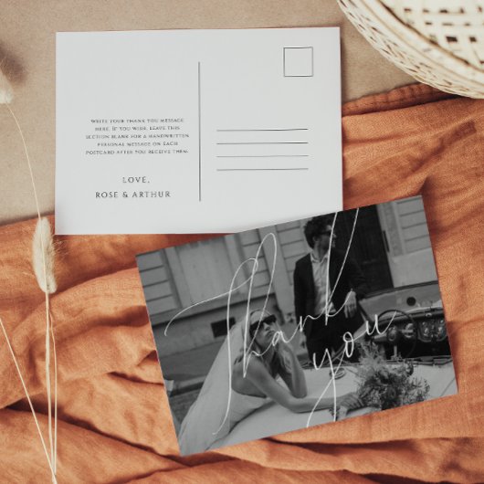 Minimalistische Huwelijks Dankkaart Script Briefkaart