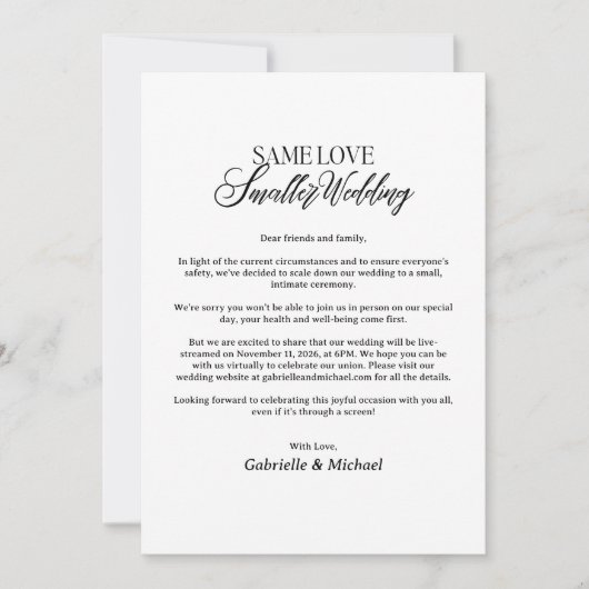 Minimalistische huwelijksaankondiging verlaagde ex kaart (Voorkant)