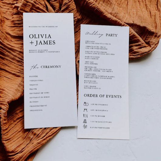 Minimalistische huwelijksceremonie programma Sjabl