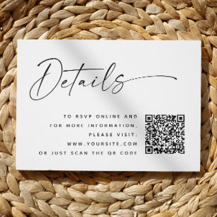 Minimalistische Huwelijksdetails met QR-code   Mod Informatiekaartje