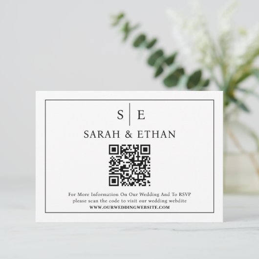 Minimalistische Huwelijkspartij Website QR Code Informatiekaartje (Staand voorkant)