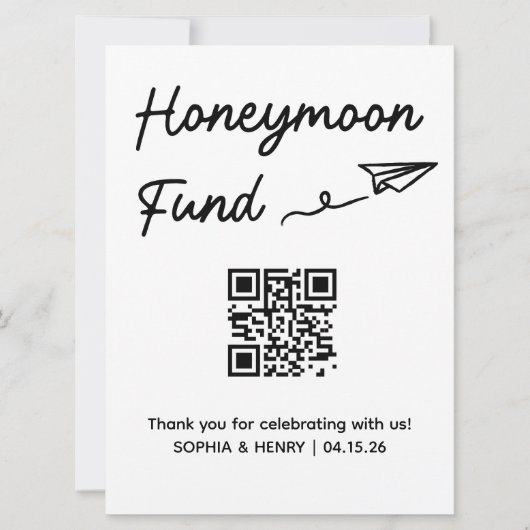 Minimalistische huwelijksreis Fonds QR Code Trouwt (Voorkant)