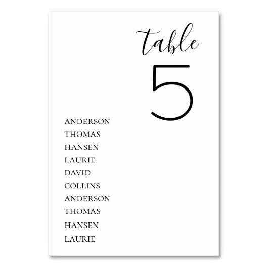 Minimalistische huwelijkstafel kaart (Voorkant)