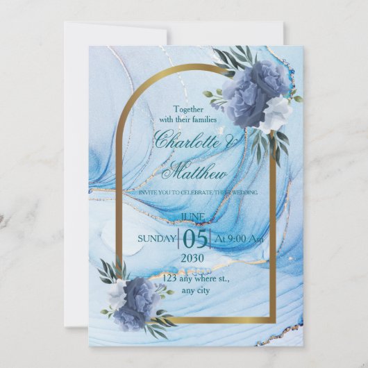 Minimalistische huwelijksuitnodiging - stijlvol en kaart (Voorkant)