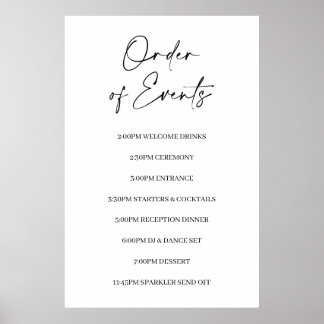 Minimalistische Huwelijksvolgorde Poster