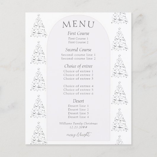 Minimalistische Hygge Zwart Wit Kerstdiner Menu (Voorkant)