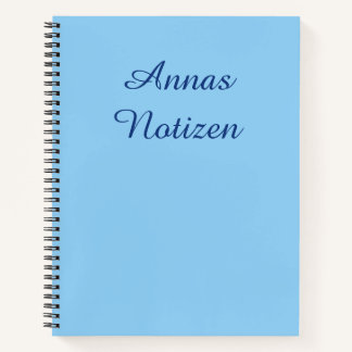 Minimalistische Ijsblauw met Blauwe Tekst Duitse N Notitieboek