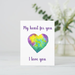 Minimalistische ik hou van jou regenboog waterverf briefkaart