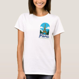 Minimalistische illustratie van de Gouden Eiffelto T-shirt