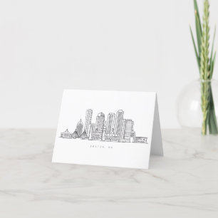 Minimalistische illustratie van de skyline van Bos Bedankkaart