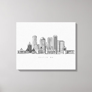 Minimalistische illustratie van de skyline van Bos Canvas Afdruk