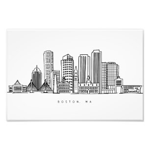 Minimalistische illustratie van de skyline van Bos Foto Afdruk