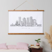 Minimalistische illustratie van de skyline van Bos Hangend Wandkleed (Slaapkamer)