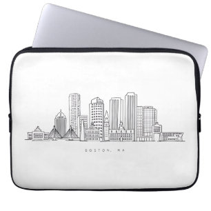 Minimalistische illustratie van de skyline van Bos Laptop Sleeve