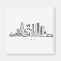 Minimalistische illustratie van de skyline van Bos Magneet