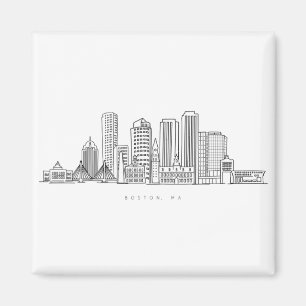 Minimalistische illustratie van de skyline van Bos Magneet