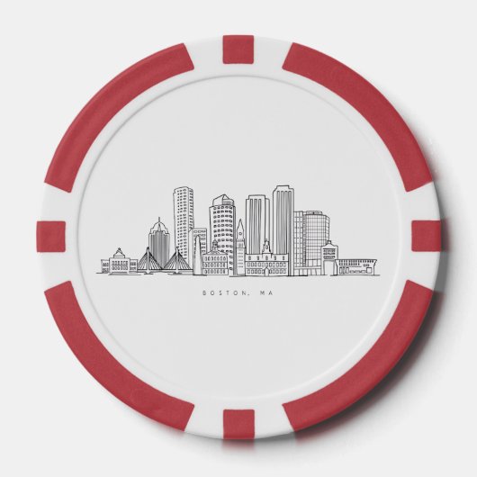 Minimalistische illustratie van de skyline van Bos Poker Chips (Voorkant)