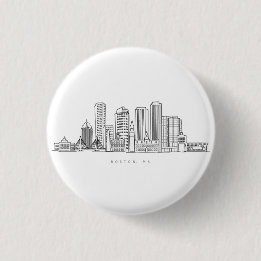 Minimalistische illustratie van de skyline van Bos Ronde Button 3,2 Cm
