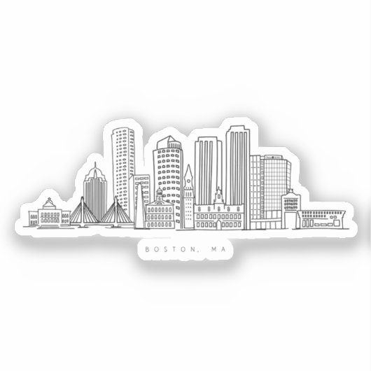 Minimalistische illustratie van de skyline van Bos Sticker (Voorkant)