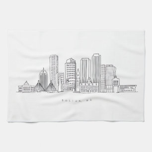 Minimalistische illustratie van de skyline van Bos Theedoek