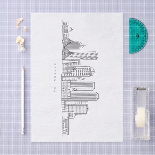 Minimalistische illustratie van de skyline van Bos Tissuepapier (Craft)