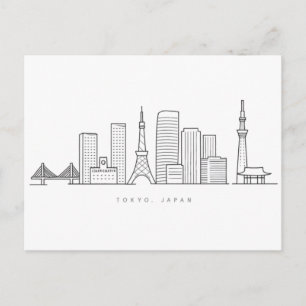 Minimalistische illustratie van de Tokyo-silhouett Briefkaart