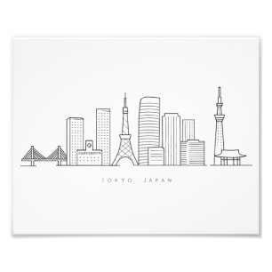 Minimalistische illustratie van de Tokyo-silhouett Foto Afdruk