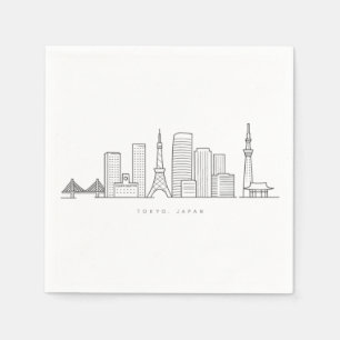 Minimalistische illustratie van de Tokyo-silhouett Servet