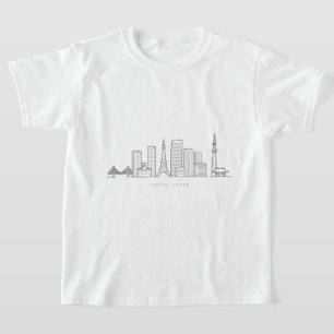 Minimalistische illustratie van de Tokyo-silhouett T-shirt