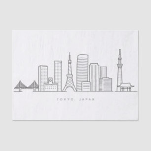 Minimalistische illustratie van de Tokyo-silhouett Tissuepapier