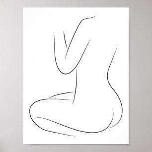 Minimalistische illustratie van het kunstvrouwelij poster