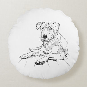 Minimalistische illustratie van Rottweiler-hondlie Rond Kussen