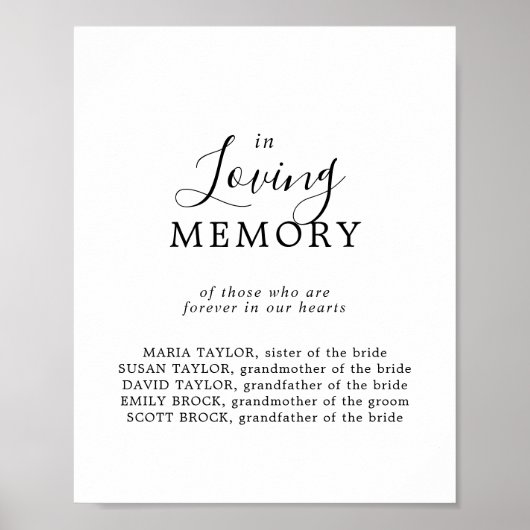 Minimalistische 'In Loving Memory' Trouwherdenking Poster (Voorkant)