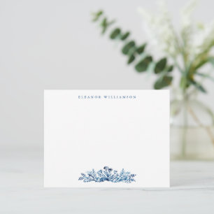 Minimalistische Indigo Blauwe Inkt Botanische Baby Bedankkaart