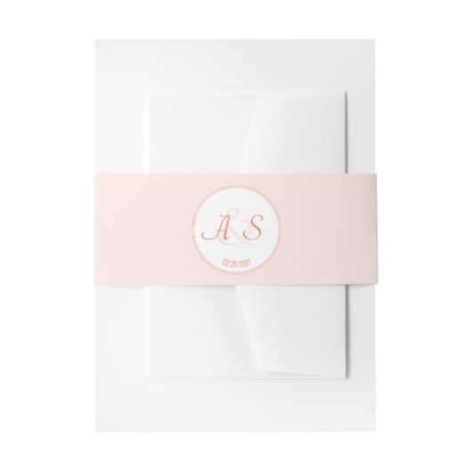 Minimalistische Initialen Datum Pastel Sinaasappel Uitnodigingen Wikkel (Voorkant Voorbeeld)