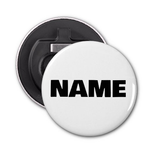  minimalistische initialen naam button flesopener (Voorkant)