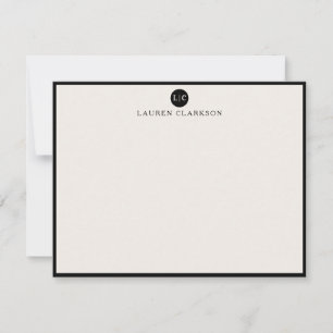 Minimalistische initiële monogram zwarte kader not kaart